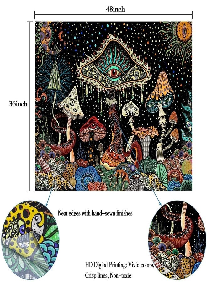 Yeoiat Mushroom Tapestry Hippie Tapestry for Bedroom Cute Tapestries Aesthetic Wall Tapestries Hanging for Bedroom Dorm Living Room (Mushroom, 36.00" X 48.00") - Image 4